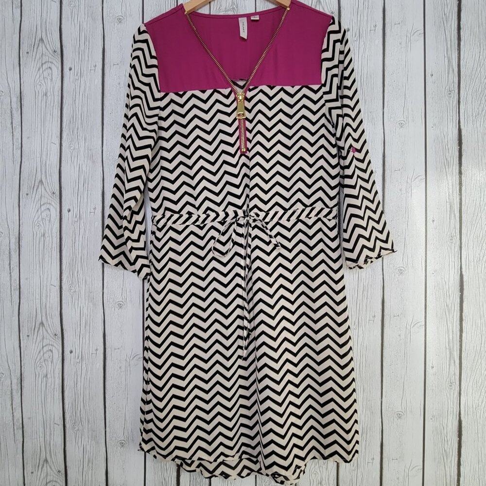 Tacera Chevron Roll Tab Dress S